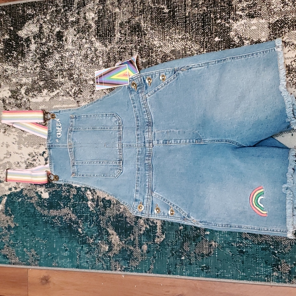 JEAN TAKEPRIDE CUT OFF OVERALLS XS